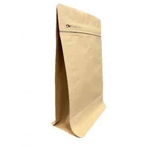 Coffee Kraft Paper Packaging Pouch Heat Seal Flat Bottom With Valve