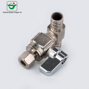 China 5/8''X3/8''X1/4'' 1/4 Turn Dual Outlet Angle Stop Valve supplier