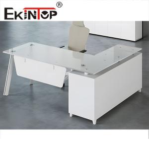 White Customized Toughened Glass Desk Tempered Glass Computer Desk
