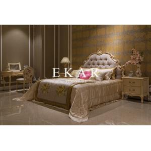 Luxury King Size Wooden Bed Hand Carved Fabric King Bed
