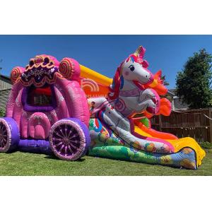 Kids Party Princess Carriage Bounce House With Slide Commercial Inflatable Bouncer Castle For Girls