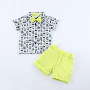 China Children'S Outfit Sets Boys Shirt Shorts Suit Bow Tie Three Piece Set supplier