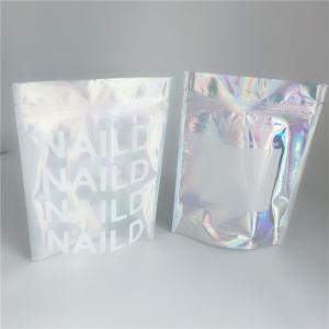 CYMK Stand Up Zipper Pouch Holographic Hologram Bags For Cosmetics Packaging