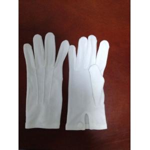 white color nylon Masonic gloves with a press fastener at the wrist