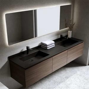 China Sintered Stone Countertop Mirrored Bathroom Vanity Wood Bathroom Cabinet SGS supplier