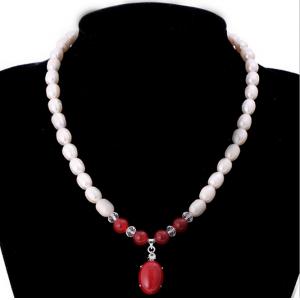 China 9-10mm natural freshwater pearl drops jade necklace sweater supplier