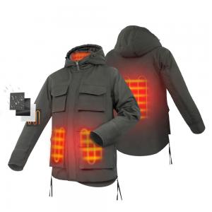 Winter Electric Heated Jacket Carbon Fiber Softshell Waterproof Down Jacket With Hoodie