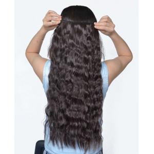 Remy virgin russian human hair weft clip in hair natural black dlip in hair extensions thick bottom