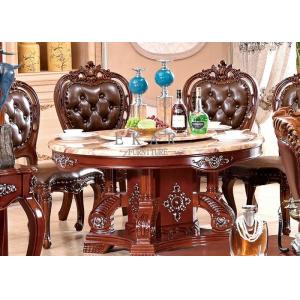 China dining room round dining table marble top wooden carved supplier