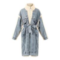 China Waterproof Fashion Denim Lambswool Quilting Coat 2020 Winter Lambswool Loose Thickened Jackets Long on sale