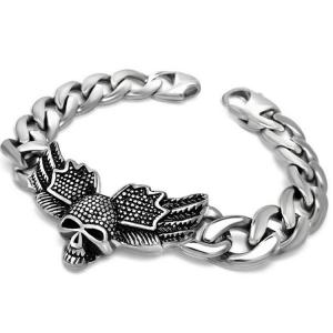 Men's Skull Stainless Steel Curb Chain Bracelet Punk Rock Style (JCE455)