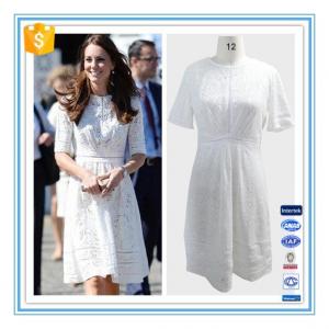 China European Summer Fashion Elegant White Lace Cotton Dress Pattern Wholesale supplier