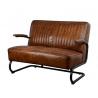 China Metal Base Wood Arm Rustic Leisure Vintage Leather Sofas With Leather Arms wholesale