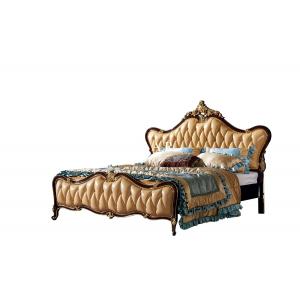 China Solid Wood King Size Royal Wooden Design Leather Bed supplier