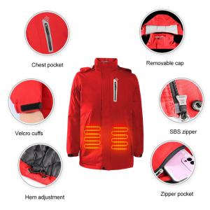 Machine Washable Rechargeable Men Women 4 Heating Zones Electric Hooded Winter Heated Jacket