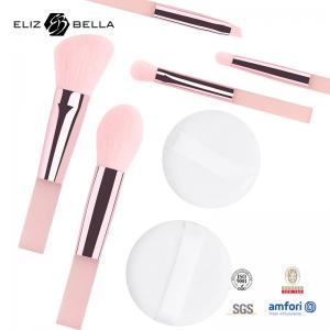Synthetic Hair Pink Makeup Brushes Travel Makeup Brush Kits With Clear PVC Packaging Box