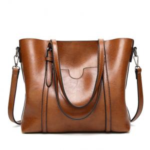 China Women's Handbags PU Leather Bags Vintage Big Capacity Single Shoulder Bag supplier