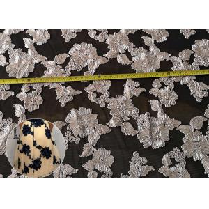 Fashion Chenille Embroidered Lace Fabric , Polyester Mesh Fabric For Dresses