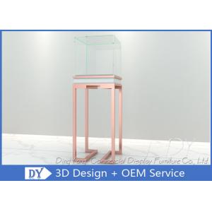 OEM Rose Gold Glass Jewelry Display Case Pedestal Display Furniture
