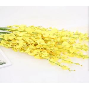 China Indoor Cattleya Orchids Stems Light Yellow Artificial Silk Flower supplier