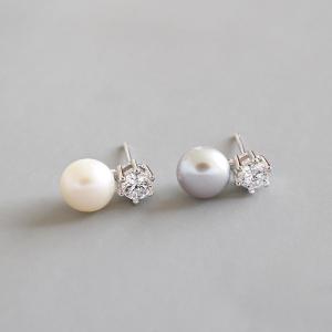 China Lanciashow 925 Sterling Silver Jewelry Natural Freshwater Pearl Stud Earrings supplier