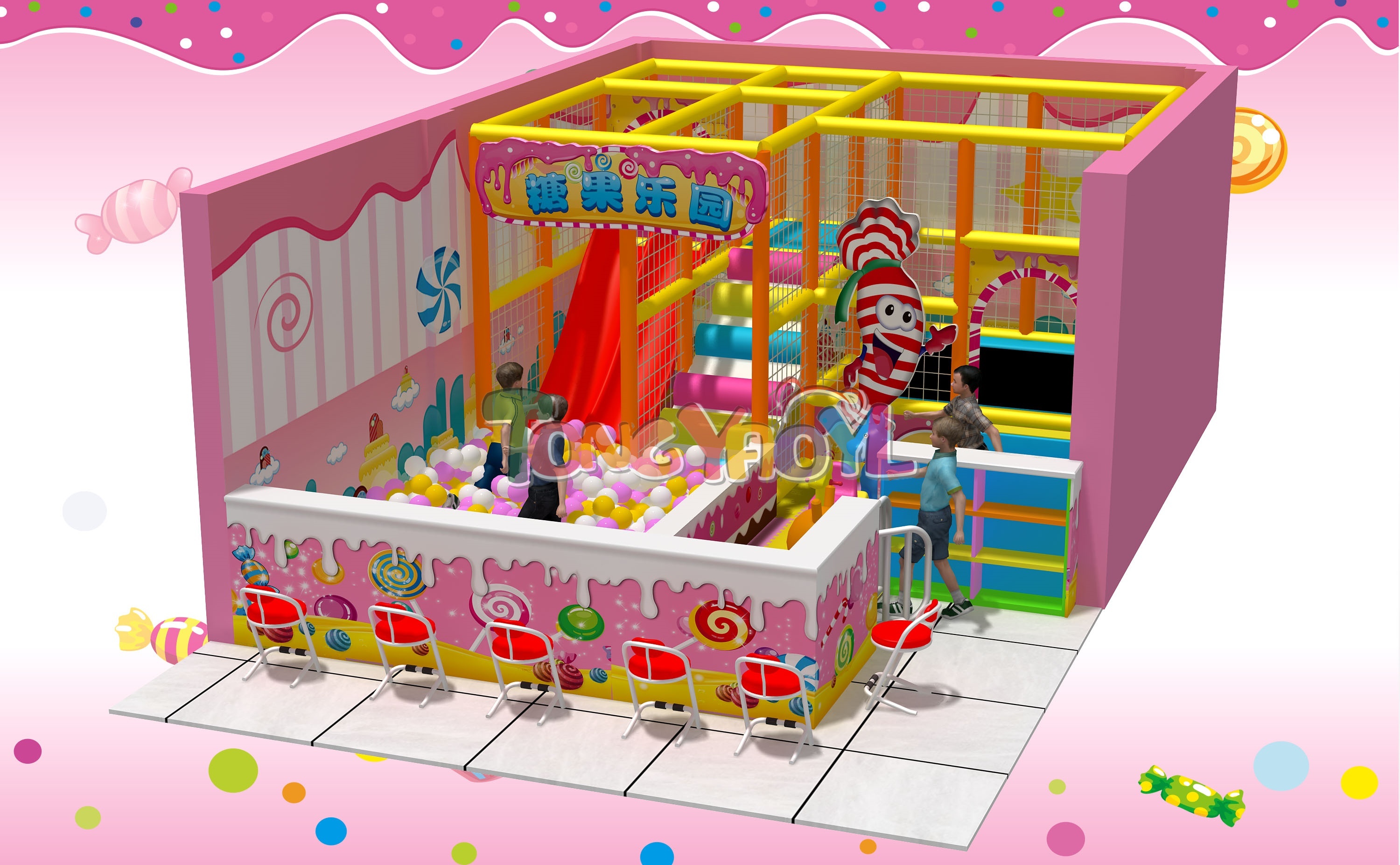 China Équipement de terrain de jeu intérieur Thème de bonbons Améliorer le développement physique et mental des enfants avec des activités de jeu sûres et amusantes wholesale