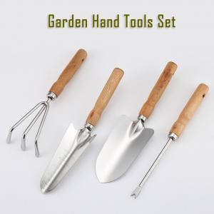 4 Piece Stainless Steel Garden Hand Tools Kit With Wooden Handle