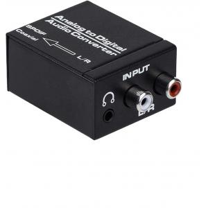 R/L RCA 3.5mm AUX LPCM Analog To LPCM Digital Coaxial Audio Video Converter