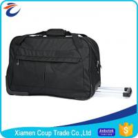 China Custom Printed Polyester Trolley Bag Black Travel Wheeled Luggage Bag on sale
