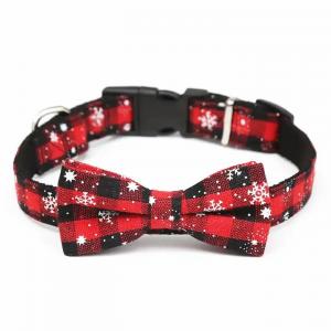 Adjustable Bow Tie Christmas Pet Collar With Safety Locking Buckle Breakaway Neck Strap