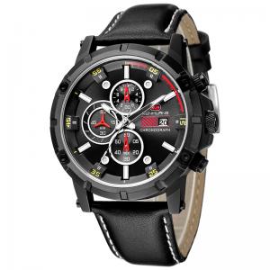 Leather Chronograph Strap Width 23mm Quartz Sport Watch