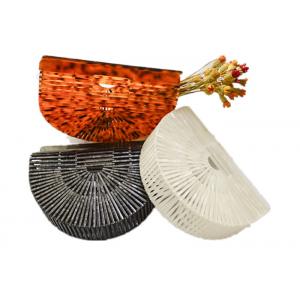 Summer Beach Tote Bag Handmade Acrylic Half Moon Round Hollow Out Basket Handbag
