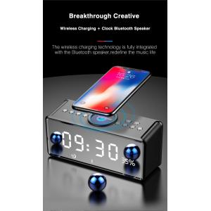 Bluetooth Clock Hifi Speaker with Wireless Charging QI FM RADIO AUX  TF Card Music Player Support from NEWGOOD