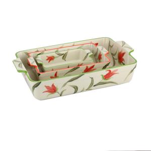 Flower Pattern Porcelain Ceramic Bakeware Sets 1mm Thickness For Kitchen ODM