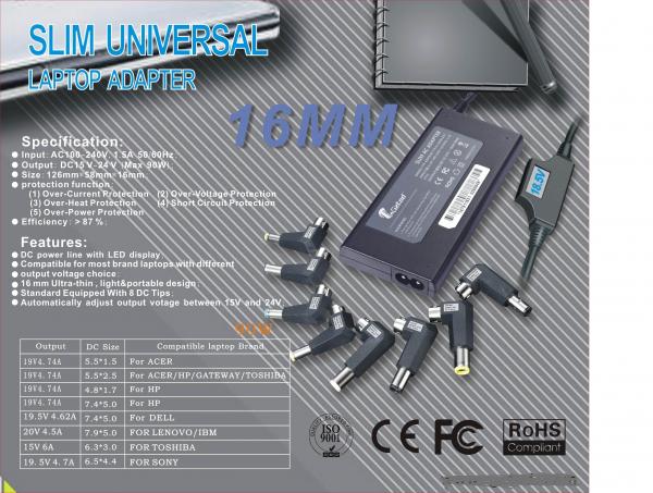 adaptador universal magro da C.A. do poder 90W para carregadores do portátil com