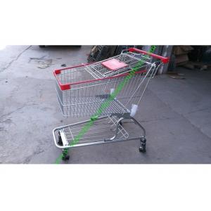 China Iron Wire Shopping Cart , Powder Coated Grocery Shopping Trolley With Elevator Wheels supplier