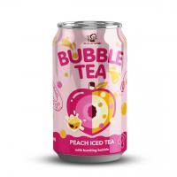 China Delight in the Sweetness of Taiwan Peach Bubble Milk Tea Canned Drink with Bursting Boba - A Fun and Flavorful Beverage on sale