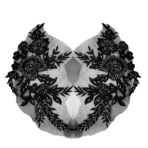 China High Quality sequin fabric cloth flower with bead iron designer embroidered big clothing patches beaded patches for clothes wholesale