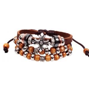 New fashion jewelry leather woven bracelet beaded jewelry bohemian retro bracelet