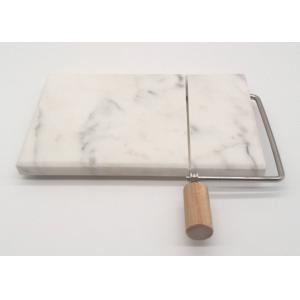 White Marble Cheese Slicer Board , Marble Cheese Cutting Board Wood Handle