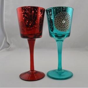 Metallic Finish Glass Goblet Candle Holder with Decor