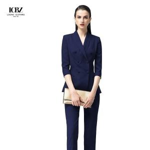 China Fashion Custom Cotton Double Breasted Suit Clothing Pants for Women Ladies Office Suits supplier