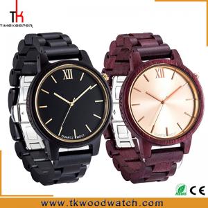 China Christmas Gift Red and Dark sandalwood Gold hand wood watch private label supplier