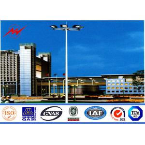 China 40M Gr65 Steel Tubular Pole / High Mast Light Pole Square Light Bracket For Football Stadium supplier