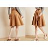 China Camel Belted Knee Length Ladies Dress Skirt Suede Belted Bow Tie Whole Flare wholesale