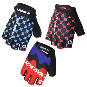 Outdoor Sports Bike Half Finger Gloves Customized Label Bright Color Printed