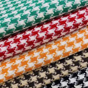 Polyester Shiner Knitting Houndstooth Suit Tweed Wool Fabric Stock