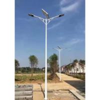 China 8M Galvanized Steel Pole With Double Arm Solar Street LED Light on sale