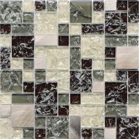 China Puzzle pattern glass mix metal mosaic tile for brown for walls backspalsh on sale