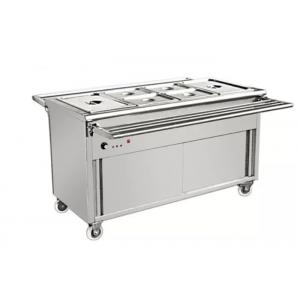 SS Buffet Server Electric Food Warmer Commercial Push Type Bain Marie Cabinet With Wheels